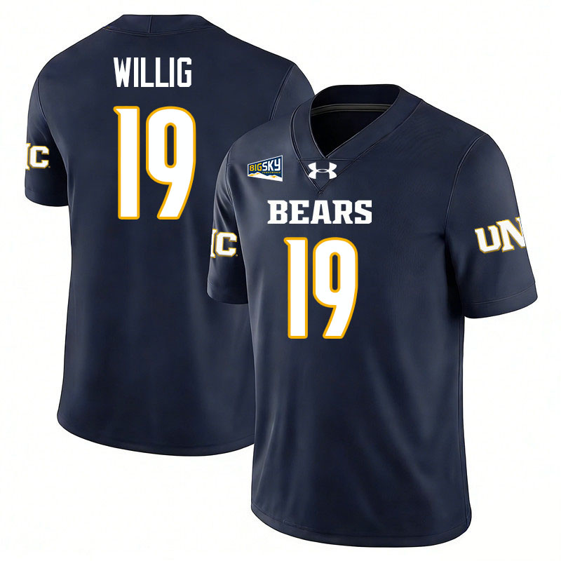 Northern Colorado Bears #19 Jacob Willig College Football Jerseys,Uniforms Stitched-Navy